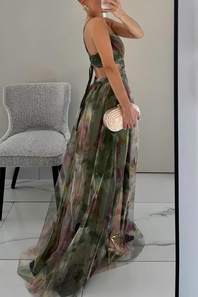 Eléna | Elegant, Lang Kjole med Blomsterprint™