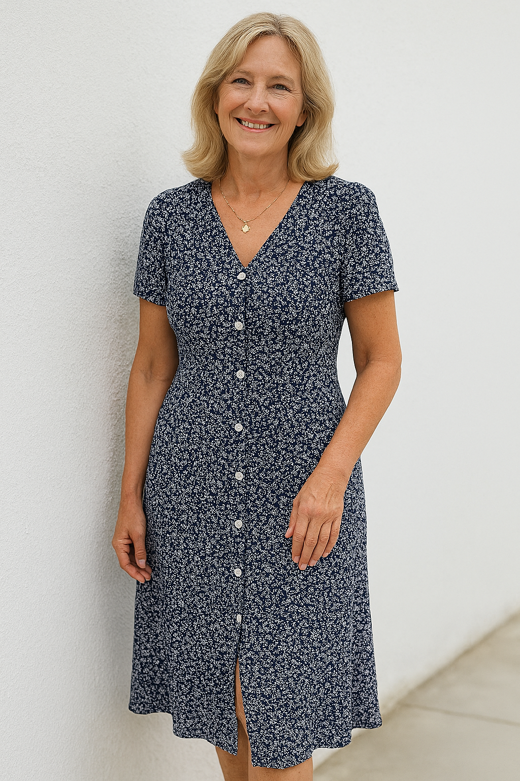 Cavell – Knyttekjole med feminin V-hals & Comfort Stretch™