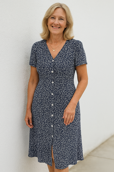 Cavell – Knyttekjole med feminin V-hals & Comfort Stretch™
