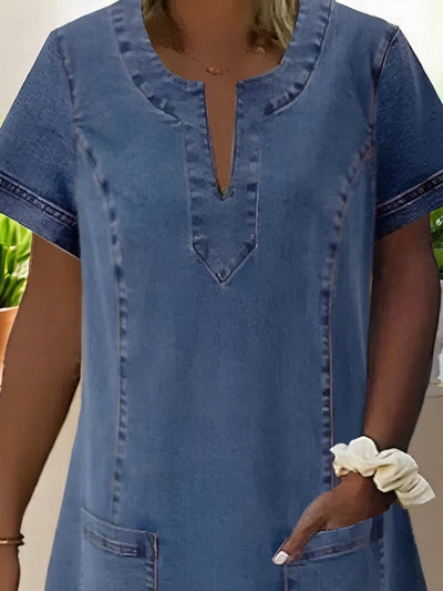 Julia | Zachte Denim Jurk met Voorzakken